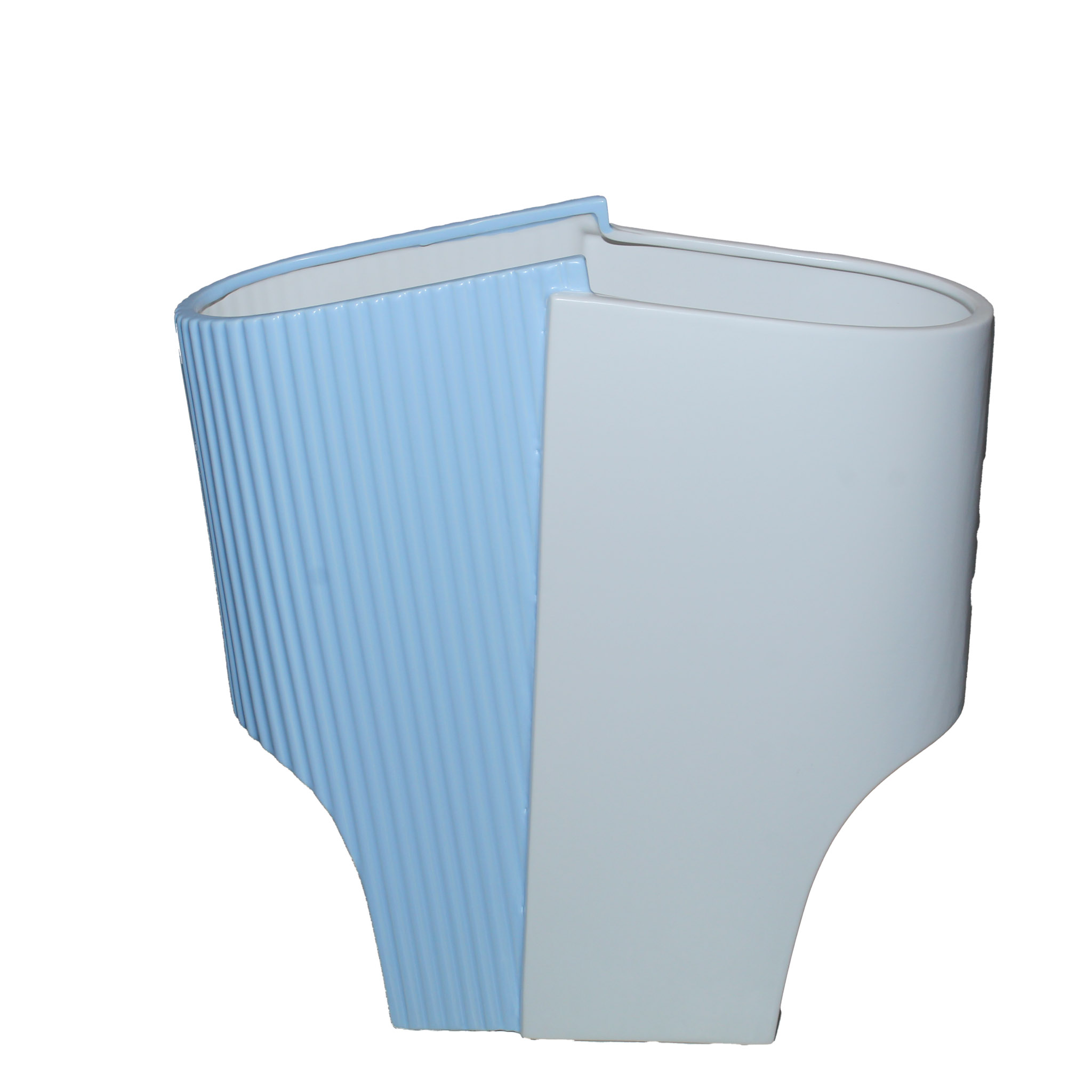 Jarrón de Cerámica Orestes Blanco / Celeste